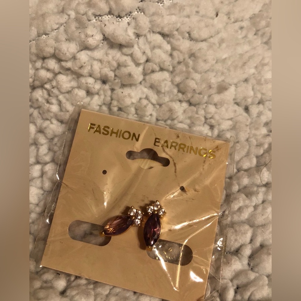 Elegant Gold and Purple Fashion Earrings